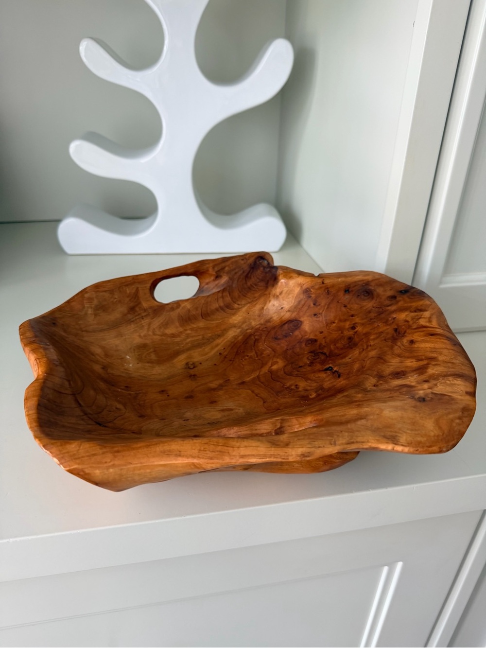 CORE Hand Carved Farmhouse Root Wooden
Medium Bowl with Carved Handles in Brown